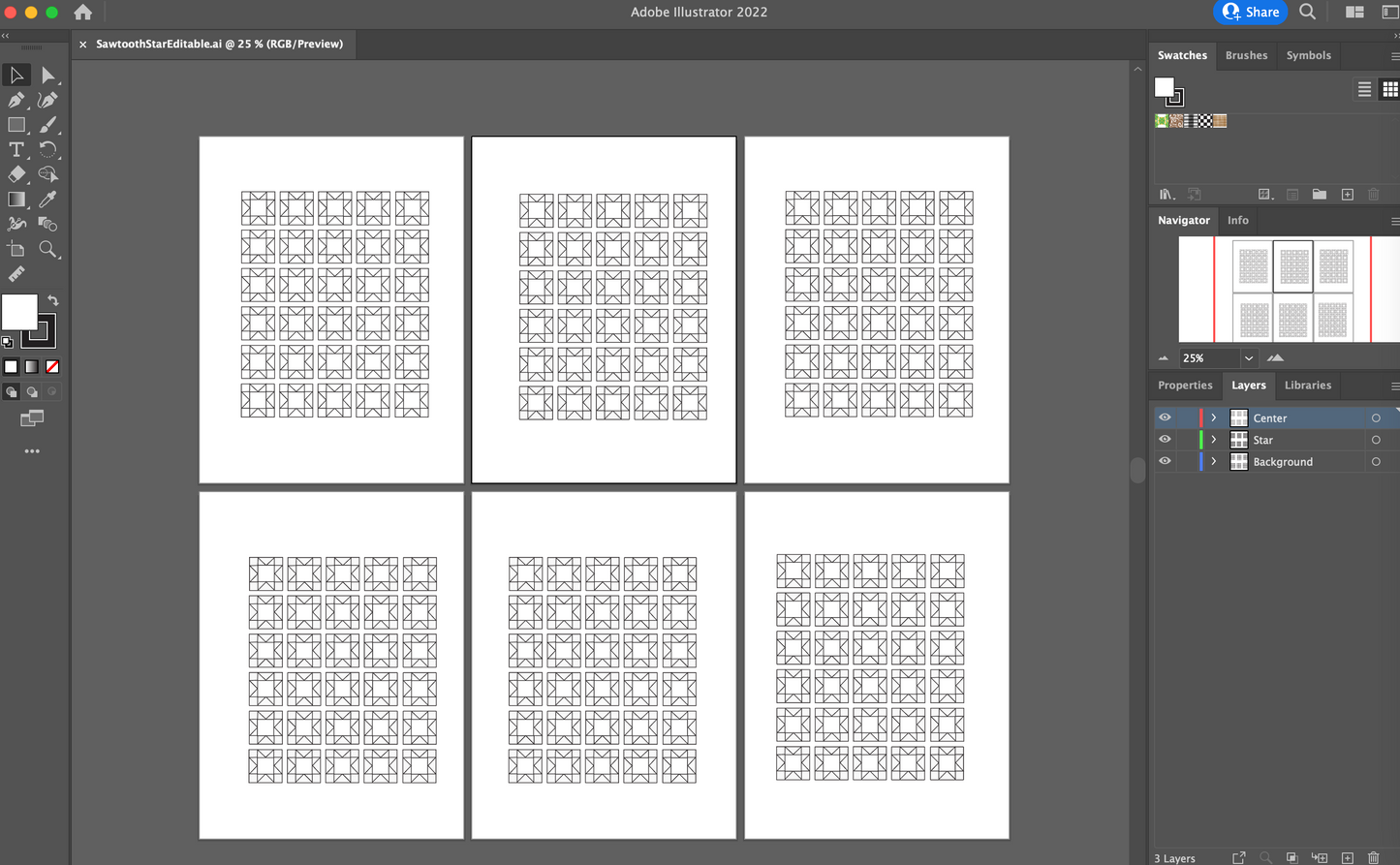 Free Sawtooth Star Quilt Coloring Page Illustrator File